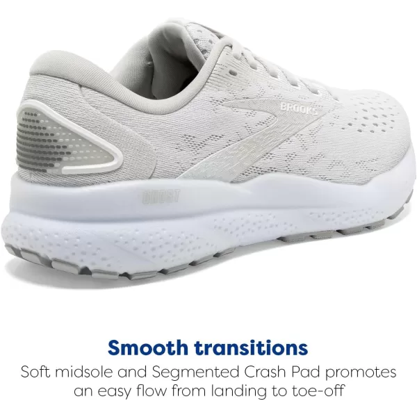 Brooks Womens Ghost 16 Neutral Running ShoeWhiteWhiteGrey