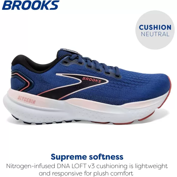 Brooks Womens Glycerin 21 Neutral Running ShoeBlueIcy PinkRose