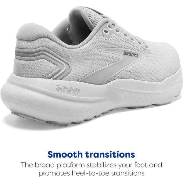 Brooks Womens Glycerin 21 Neutral Running ShoeWhiteWhiteGrey