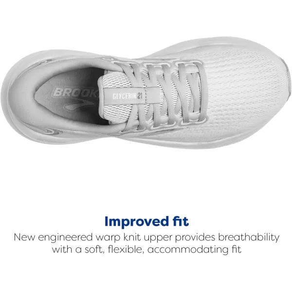 Brooks Womens Glycerin 21 Neutral Running ShoeWhiteWhiteGrey