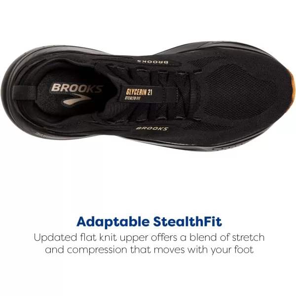 Brooks Womens Glycerin Stealthfit 21 Neutral Running ShoeBlackCreamBiscuit