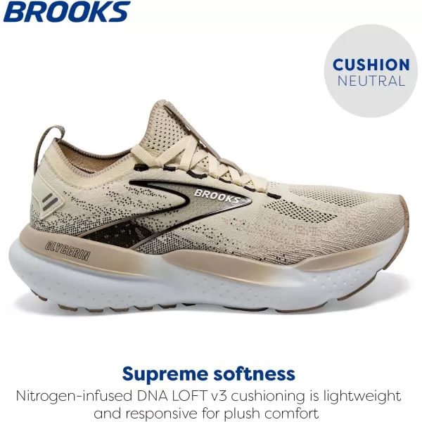 Brooks Womens Glycerin Stealthfit 21 Neutral Running ShoeCoconutChateau GreyBlack