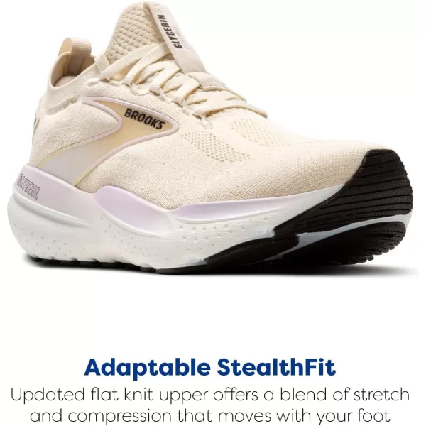 Brooks Womens Glycerin Stealthfit 21 Neutral Running ShoeCoconutLavenderCream