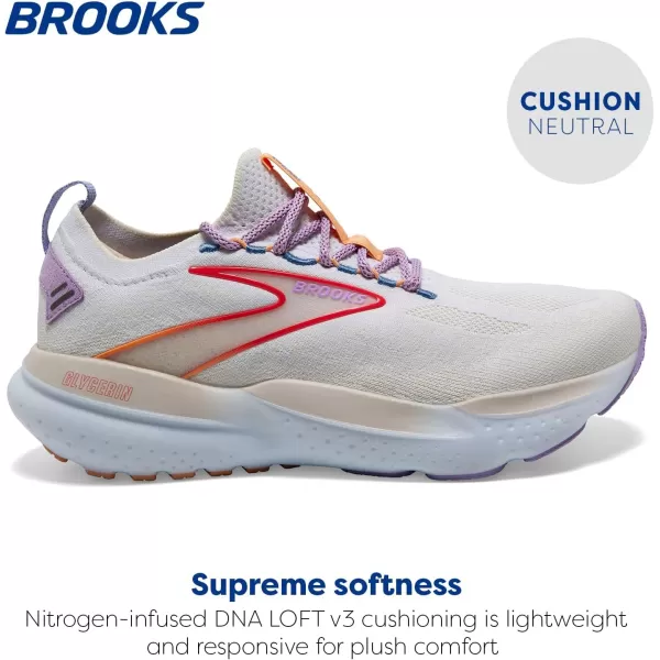 Brooks Womens Glycerin Stealthfit 21 Neutral Running ShoeParchmentWhiteLavendula