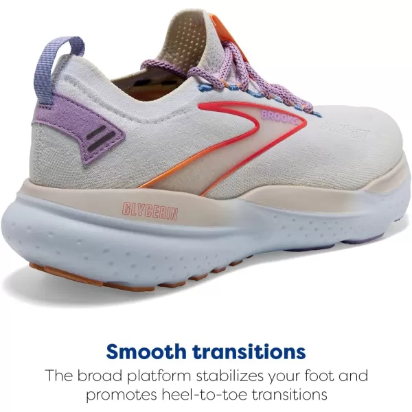Brooks Womens Glycerin Stealthfit 21 Neutral Running ShoeParchmentWhiteLavendula