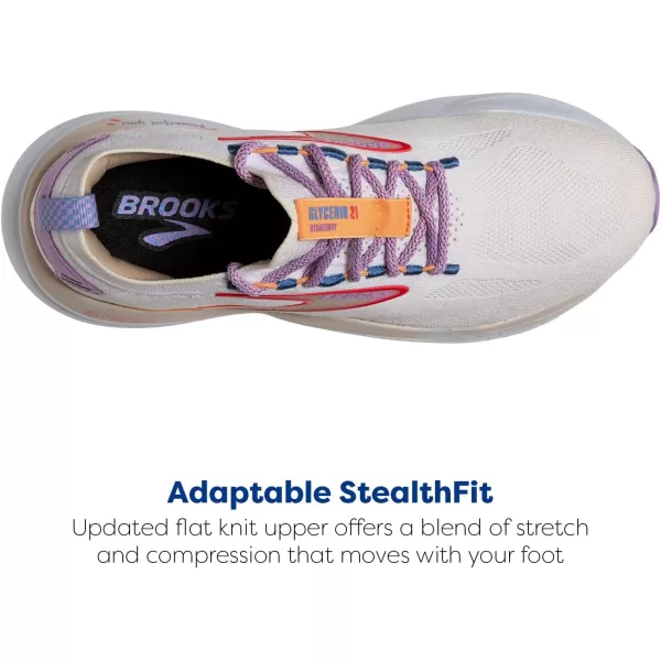 Brooks Womens Glycerin Stealthfit 21 Neutral Running ShoeParchmentWhiteLavendula