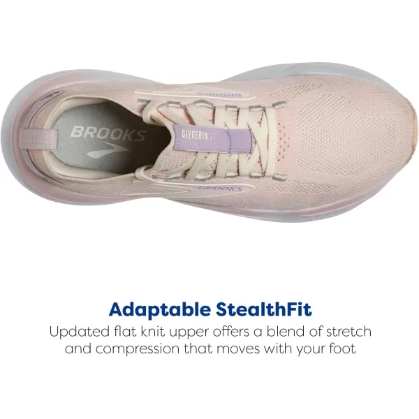 Brooks Womens Glycerin Stealthfit 21 Neutral Running ShoePinkMarshmallowOrchid