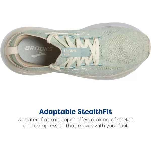 Brooks Womens Glycerin Stealthfit 21 Neutral Running ShoeSurfMarshmallowCream