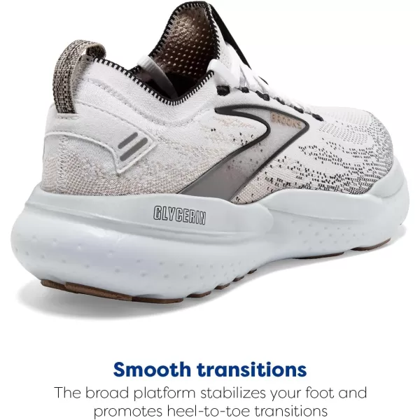 Brooks Womens Glycerin Stealthfit 21 Neutral Running ShoeWhiteGreyBlack