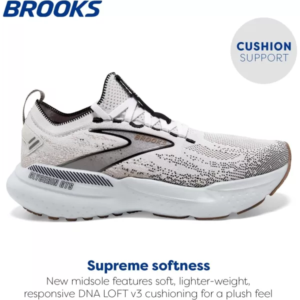 Brooks Womens Glycerin Stealthfit GTS 21 Supportive Running ShoeWhiteGreyBlack