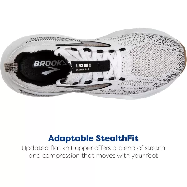 Brooks Womens Glycerin Stealthfit GTS 21 Supportive Running ShoeWhiteGreyBlack
