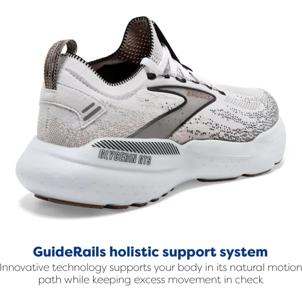 Brooks Womens Glycerin Stealthfit GTS 21 Supportive Running ShoeWhiteGreyBlack