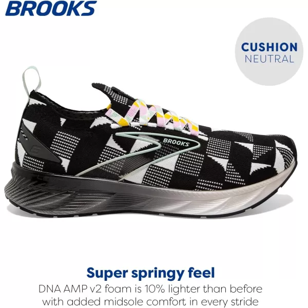 Brooks Womens Levitate Stealthfit 6 Neutral Running ShoeBlackWhiteSubtle Green