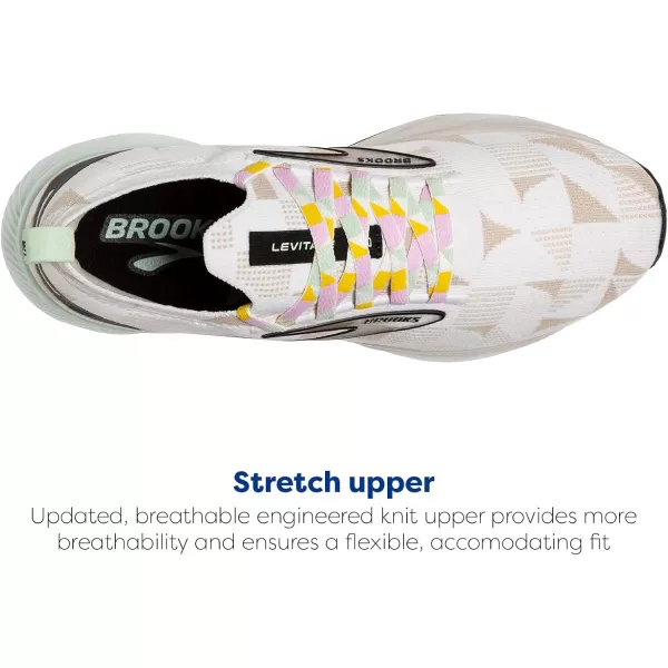 Brooks Womens Levitate Stealthfit 6 Neutral Running ShoeWhiteSilver LiningGreen