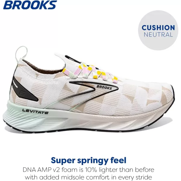 Brooks Womens Levitate Stealthfit 6 Neutral Running ShoeWhiteSilver LiningGreen
