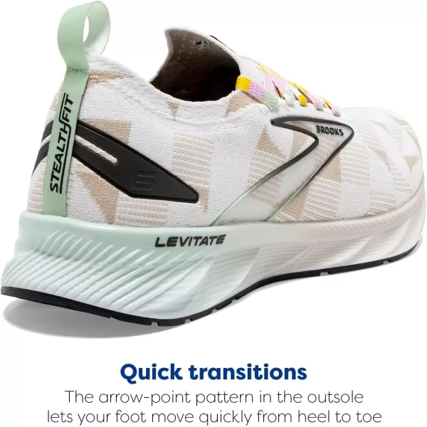 Brooks Womens Levitate Stealthfit 6 Neutral Running ShoeWhiteSilver LiningGreen
