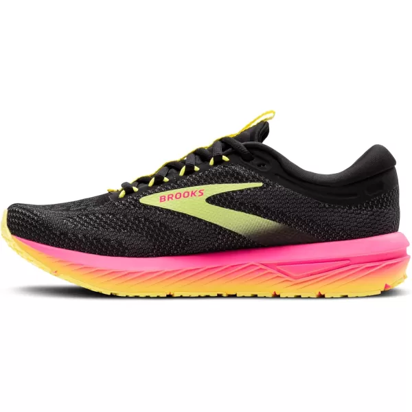 Brooks Womens Revel 7 Neutral Running ShoeBlackPinkLemon Tonic