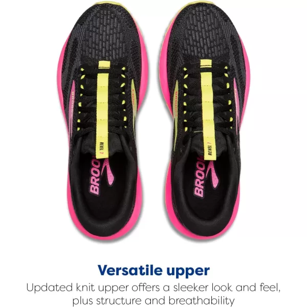 Brooks Womens Revel 7 Neutral Running ShoeBlackPinkLemon Tonic