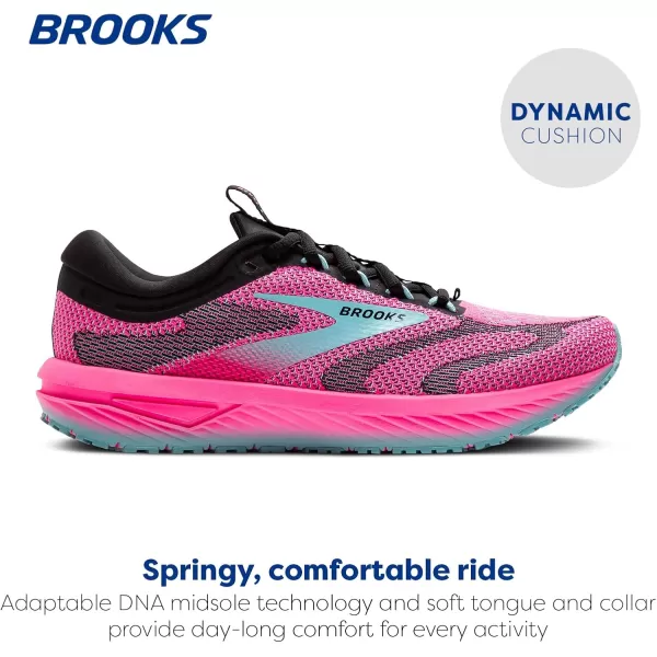 Brooks Womens Revel 7 Neutral Running ShoeKnockout PinkBlackAqua