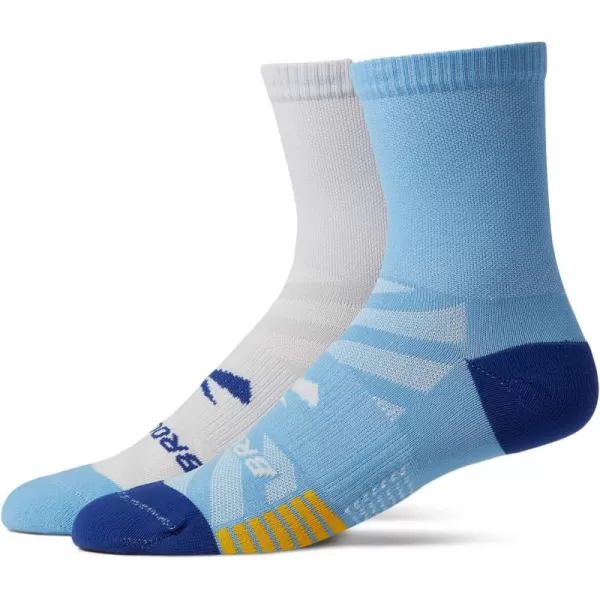 Brooks Ghost Lite Crew Socks I Performance Running Comfort Fit with Arch Support for Men ampamp Women 2Pack SetBluePeacoat  Light GreyBlue