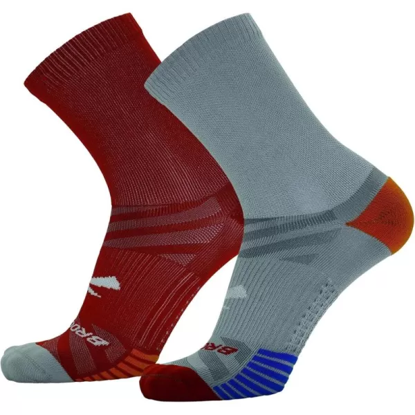 Brooks Ghost Lite Crew Socks I Performance Running Comfort Fit with Arch Support for Men ampamp Women 2Pack SetLt GreyRed  RedLt Grey