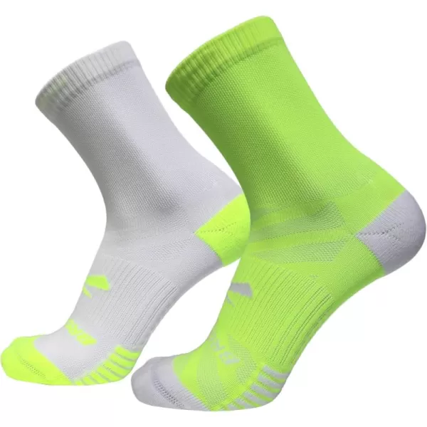 Brooks Ghost Lite Crew Socks I Performance Running Comfort Fit with Arch Support for Men ampamp Women 2Pack SetYellowWhite  WhiteYellow