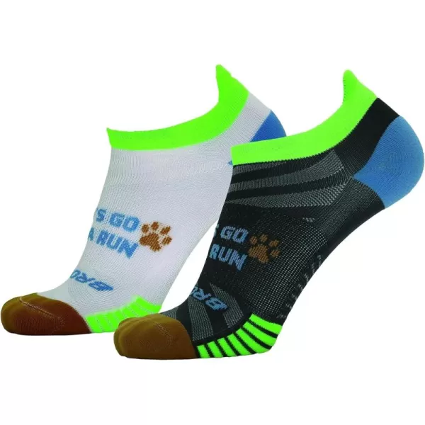 Brooks Ghost Lite No Show Socks I Performance Running Comfort Fit with Arch Support for Men ampamp Women 2Pack SetAsphaltWhite Dog Days