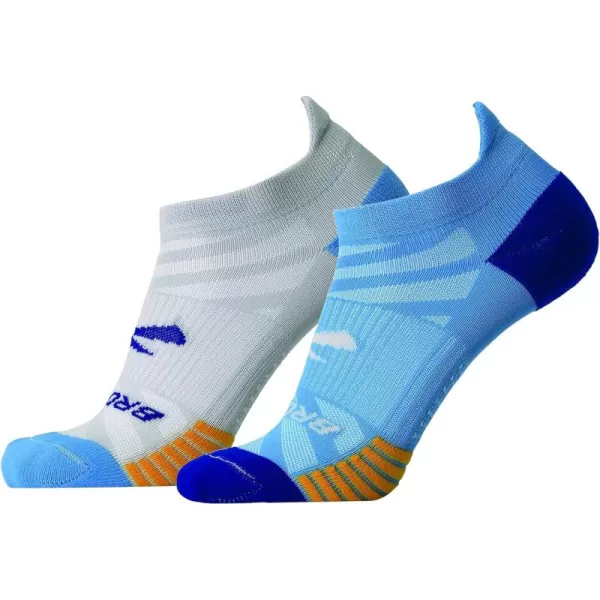 Brooks Ghost Lite No Show Socks I Performance Running Comfort Fit with Arch Support for Men ampamp Women 2Pack SetBluePeacoat  Light GreyBlue