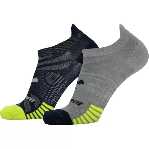 Brooks Ghost Lite No Show Socks I Performance Running Comfort Fit with Arch Support for Men ampamp Women 2Pack SetHtr OxfordNavy  NavyYellow