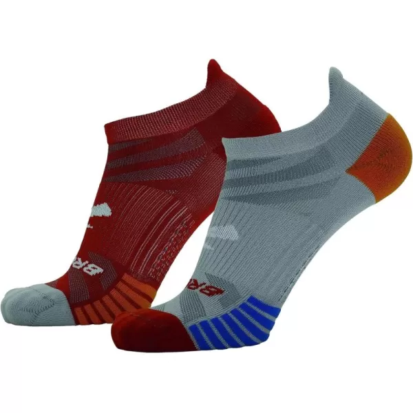 Brooks Ghost Lite No Show Socks I Performance Running Comfort Fit with Arch Support for Men ampamp Women 2Pack SetLt GreyRed  RedLt Grey