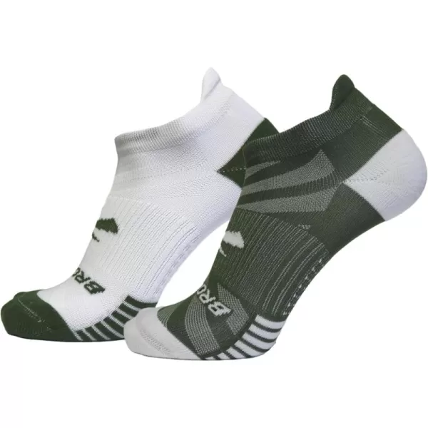 Brooks Ghost Lite No Show Socks I Performance Running Comfort Fit with Arch Support for Men ampamp Women 2Pack SetOliveWhite  WhiteOlive