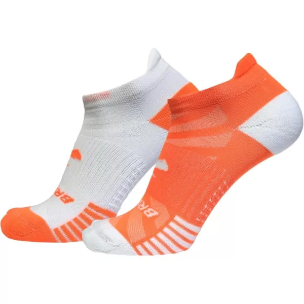 Brooks Ghost Lite No Show Socks I Performance Running Comfort Fit with Arch Support for Men ampamp Women 2Pack SetOrangeWhite  WhiteOrange