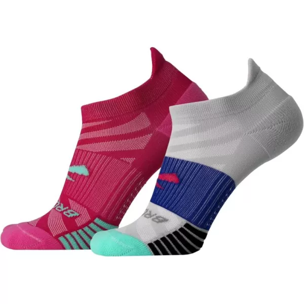 Brooks Ghost Lite No Show Socks I Performance Running Comfort Fit with Arch Support for Men ampamp Women 2Pack SetPinkSalt  Light GreySalt