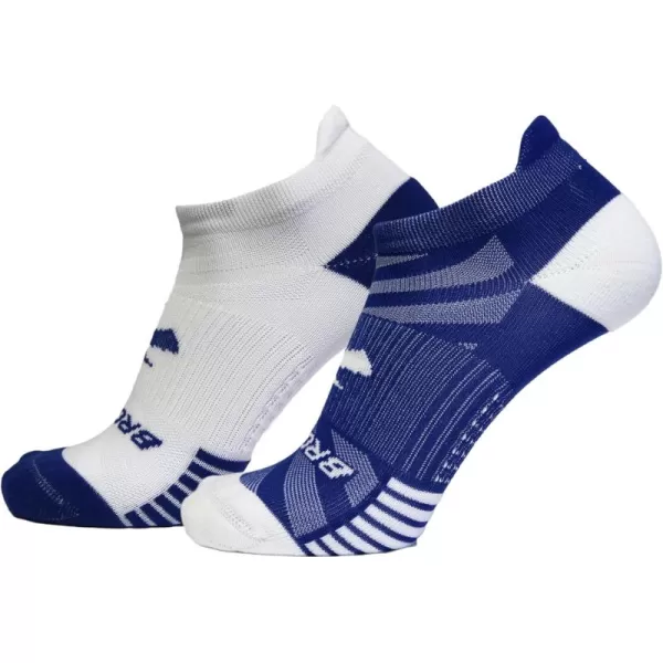 Brooks Ghost Lite No Show Socks I Performance Running Comfort Fit with Arch Support for Men ampamp Women 2Pack SetRoyalWhite  WhiteRoyal
