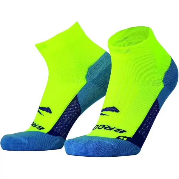 Brooks Ghost Quarter Socks I Performance Running Cushioned Socks with Arch Support for Men ampamp WomenNeon YellowNavy