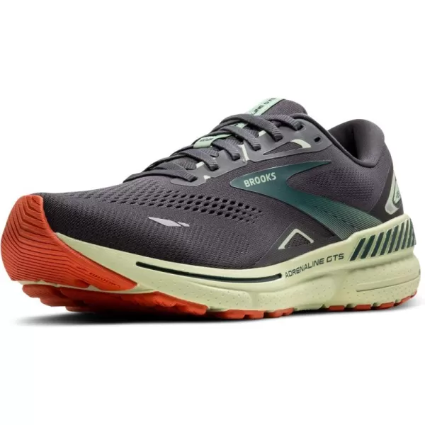 Brooks Mens Adrenaline GTS 23 Supportive Running ShoeEbonySmoke GreenClay