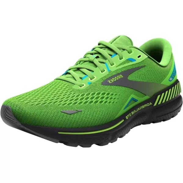 Brooks Mens Adrenaline GTS 23 Supportive Running ShoeGreen GeckoGreyAtomic Blue