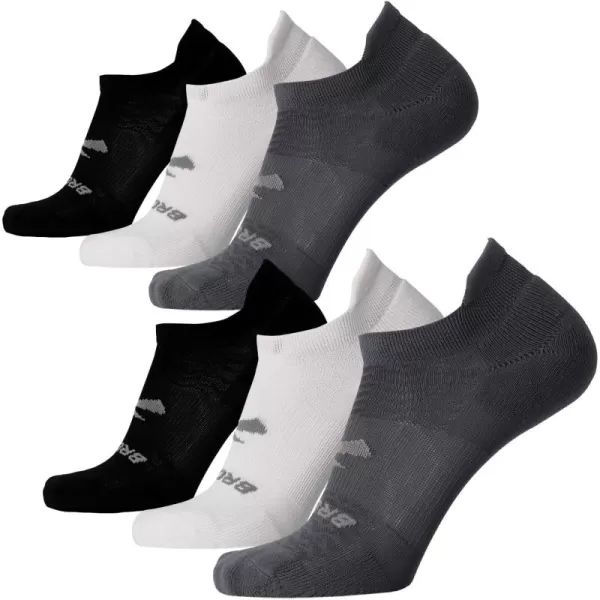 Brooks RunIn No Show Socks I Men ampamp Women Performance Athletic Running Socks I Comfort Fit 6Pack SetAsphaltWhiteBlack