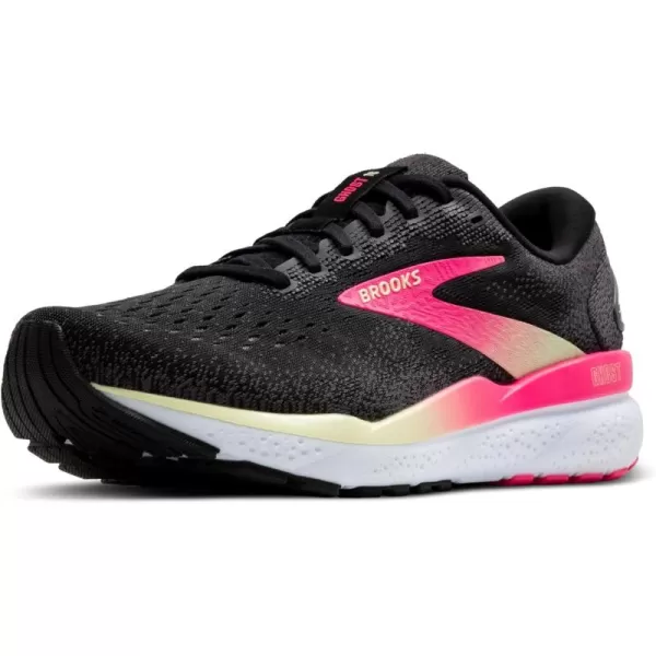 Brooks Womens Ghost 16 Neutral Running ShoeBlackPinkYellow