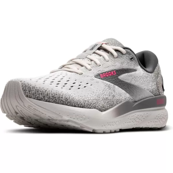 Brooks Womens Ghost 16 Neutral Running ShoeGreyGargoylePink