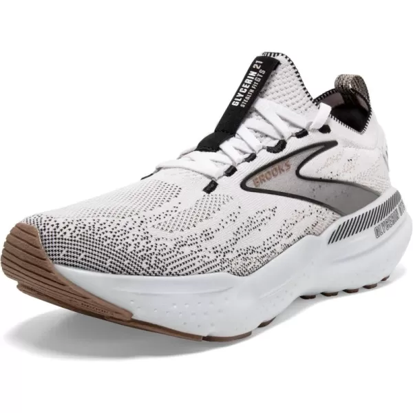 Brooks Womens Glycerin Stealthfit GTS 21 Supportive Running ShoeWhiteGreyBlack