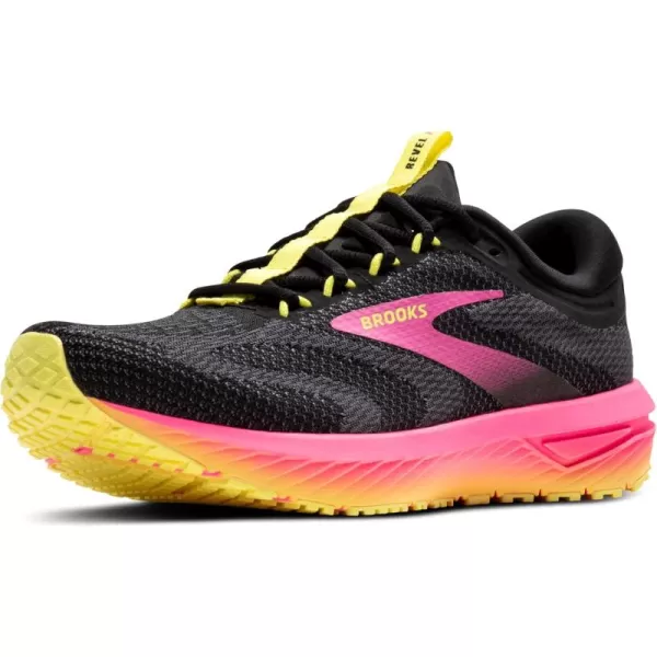 Brooks Womens Revel 7 Neutral Running ShoeBlackPinkLemon Tonic