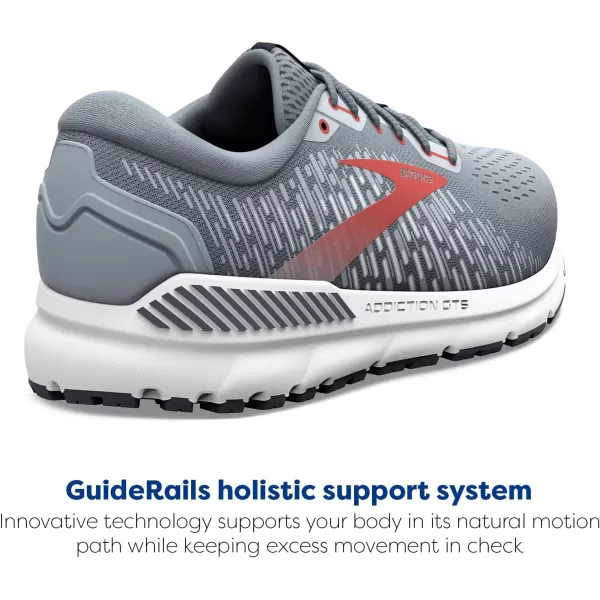 Brooks Mens Addiction GTS 15 Supportive Running ShoeGreyEbonyChili Oil