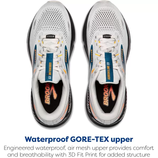 Brooks Mens Adrenaline GTS 23 GTX Waterproof Supportive Running ShoeOyster MushroomOrangeBlue