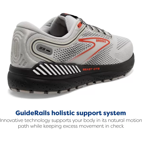 Brooks Mens Beast GTS 23 Supportive Running ShoeGreyScarletEbony