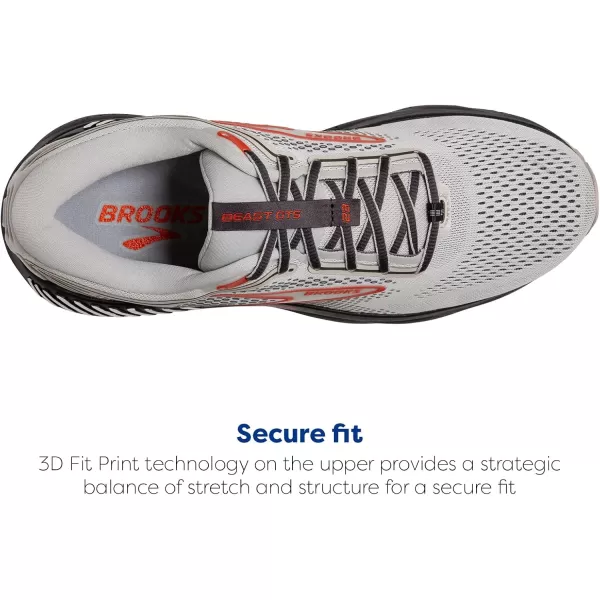 Brooks Mens Beast GTS 23 Supportive Running ShoeGreyScarletEbony