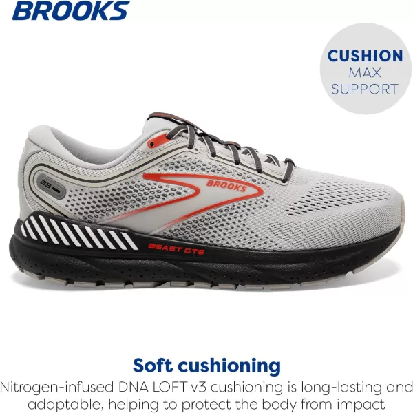 Brooks Mens Beast GTS 23 Supportive Running ShoeGreyScarletEbony