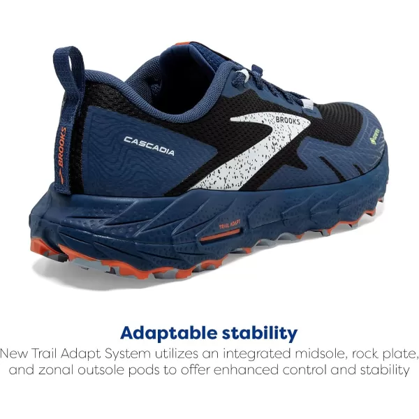 Brooks Mens Cascadia 17 GTX Waterproof Trail Running ShoeBlackBlueFirecracker