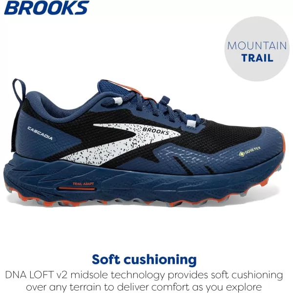 Brooks Mens Cascadia 17 GTX Waterproof Trail Running ShoeBlackBlueFirecracker