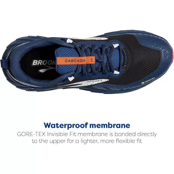 Brooks Mens Cascadia 17 GTX Waterproof Trail Running ShoeBlackBlueFirecracker